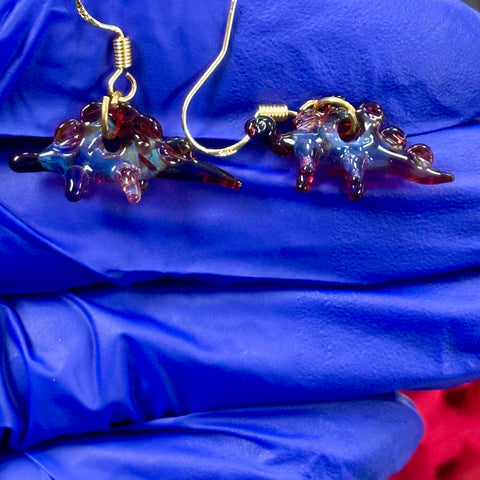 Heady Dino Earings #2 (David White Glass)