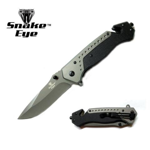 Snake Eye Tactical Rescue Style Spring Assist Knife 9"