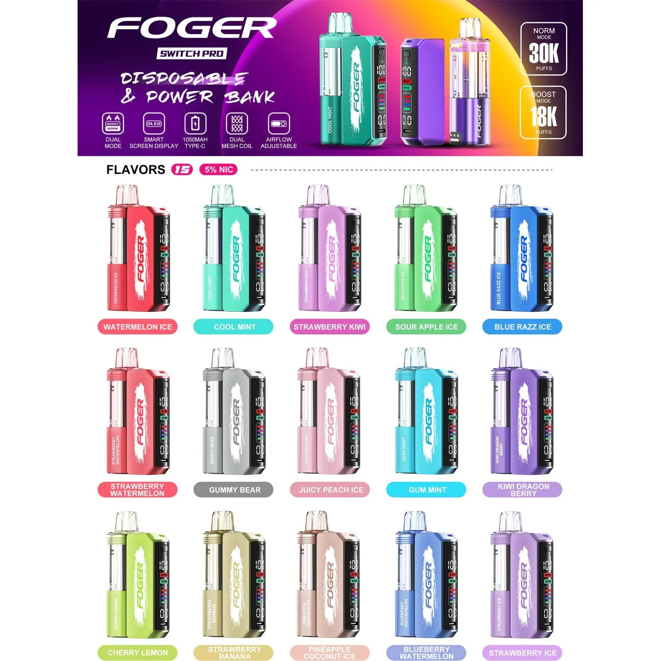 Foger Vape Company Foger Switch Pro Pre-Filled Disposable Pod Foger Vape Company Foger Switch Pro Pre-Filled Disposable Pod