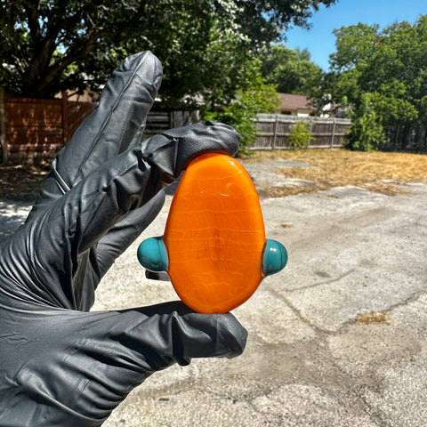 Catalyst Glass - Orange / Aqua Smokin' Chimp Pendy
