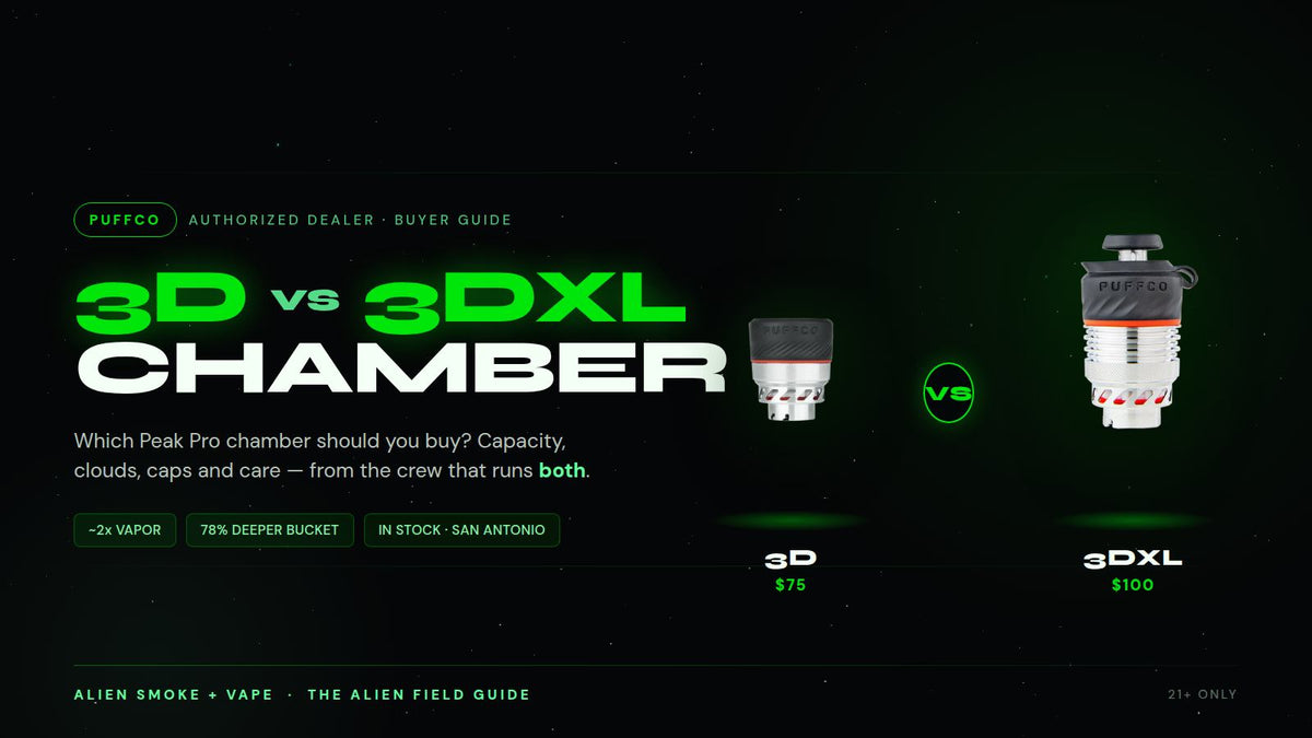 Puffco 3D Chamber vs 3DXL Chamber comparison — Alien Smoke + Vape, The Alien Field Guide