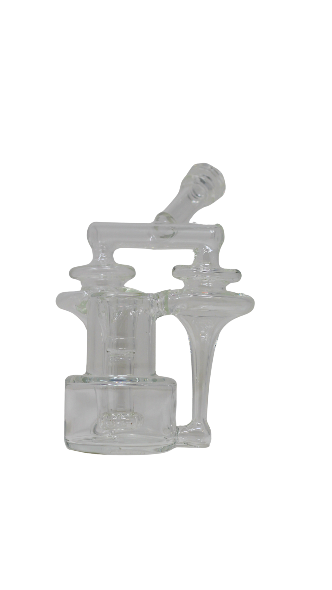 Clear Double Funnell RBR By Iridescent Glass