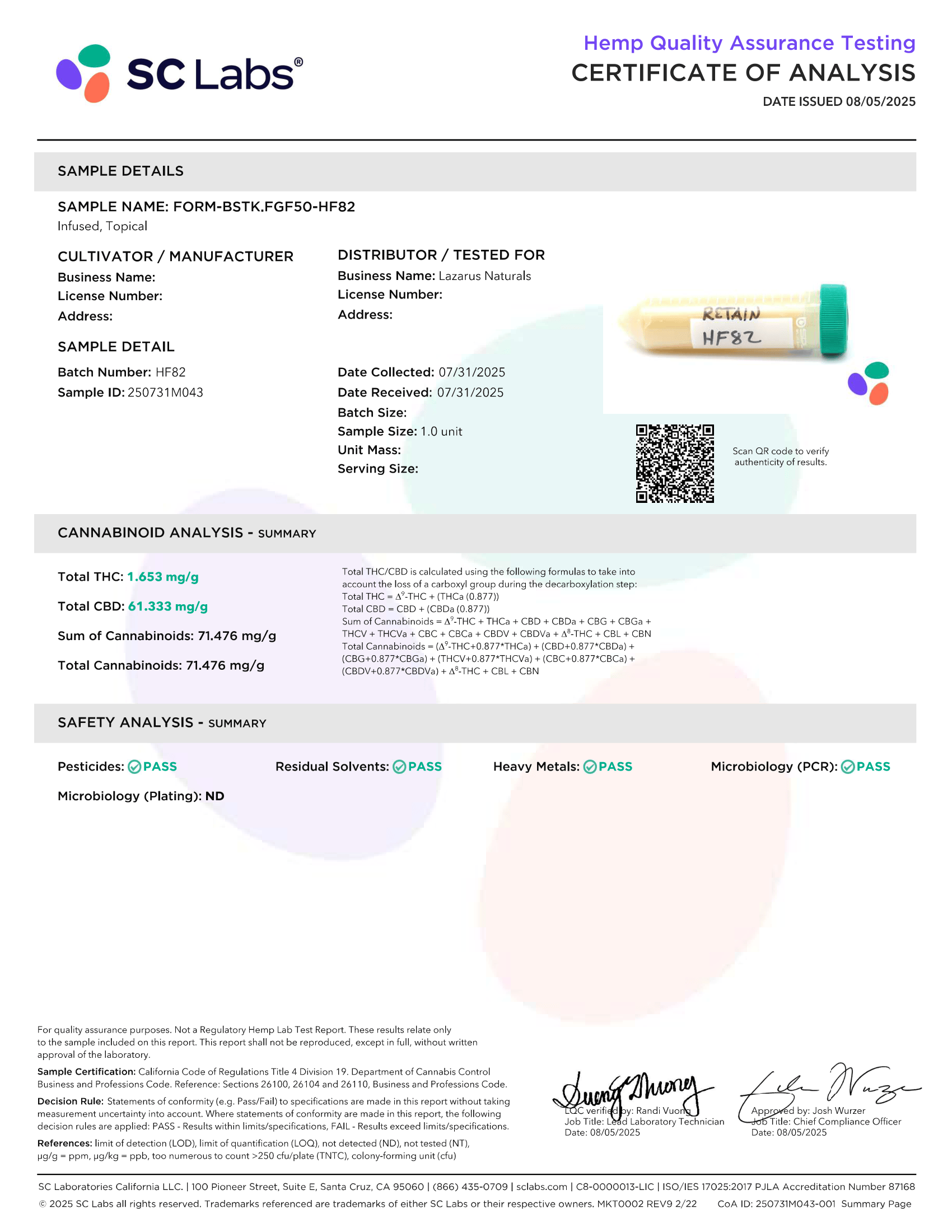 Lazarus Naturals Full Spectrum CBD Balm- Fragrance Free