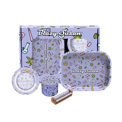Blazy Susan Smoker's Kit 4pc. - Purple Icons