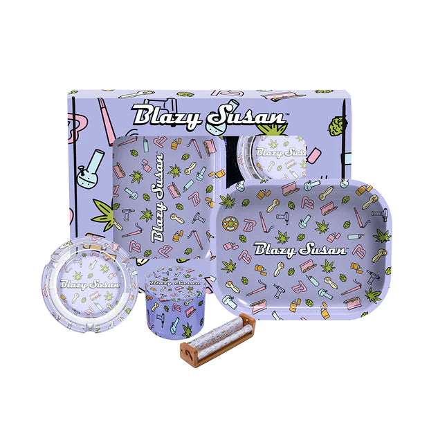 Blazy Susan Smoker's Kit 4pc. - Purple Icons