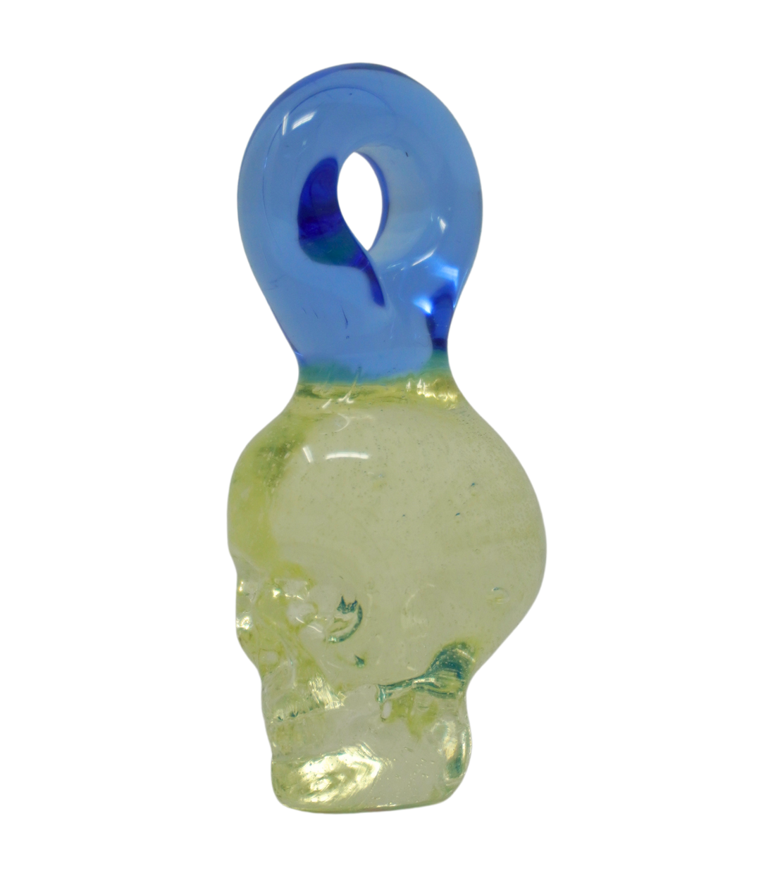 Shanman Glass Clear Skull pendant w blue bail