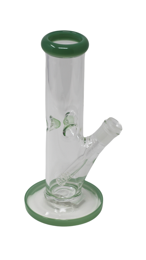 WP 148 - 10" Clear Glass Dot Color Straight Water Pipe