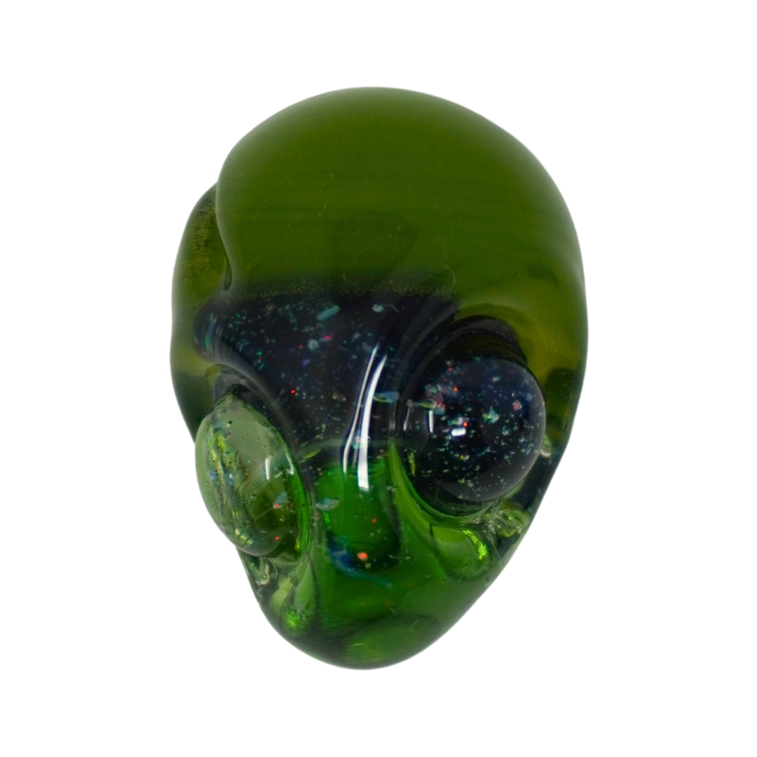 Elc Glass Dragon Egg Carb Cap - Opaque green/Black w Crushed Opal