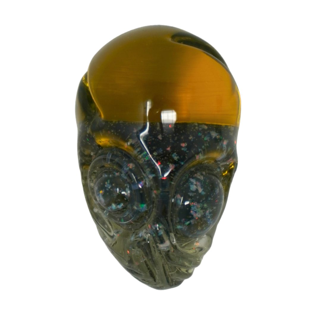 Elc Glass Dragon Egg Carb Cap - Yellow/Light Blue w crushed opal