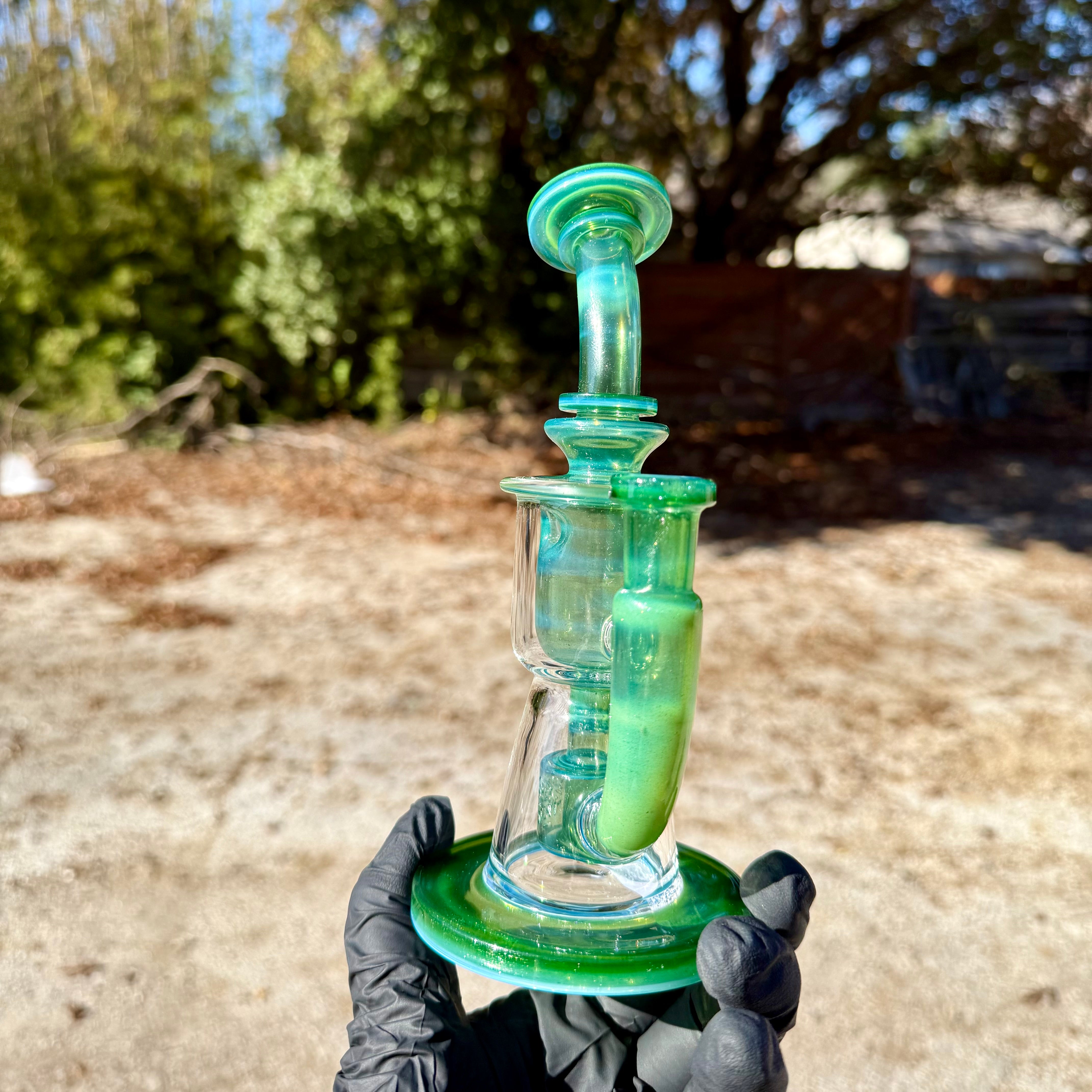 Fat Boy Glass - Mini Taurus V1 - Green Star Dust Over Ghost