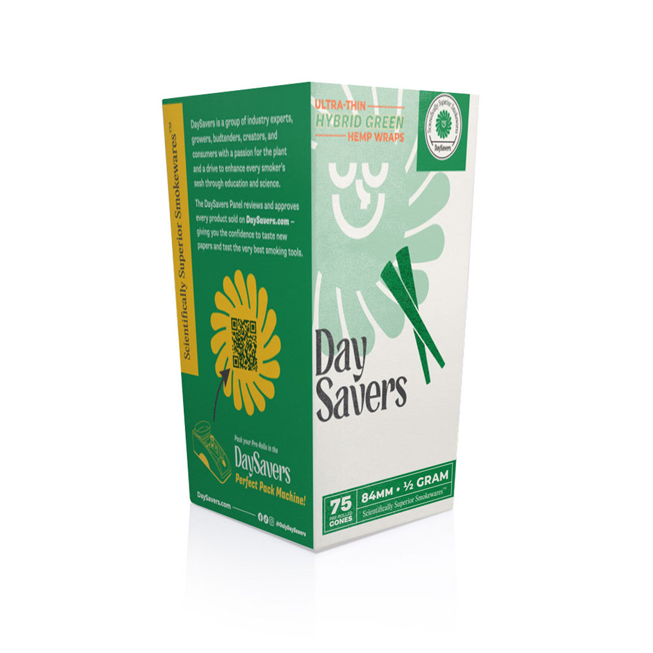 DaySavers 84mm-1/2 Gram Hemp Cones (75ct)