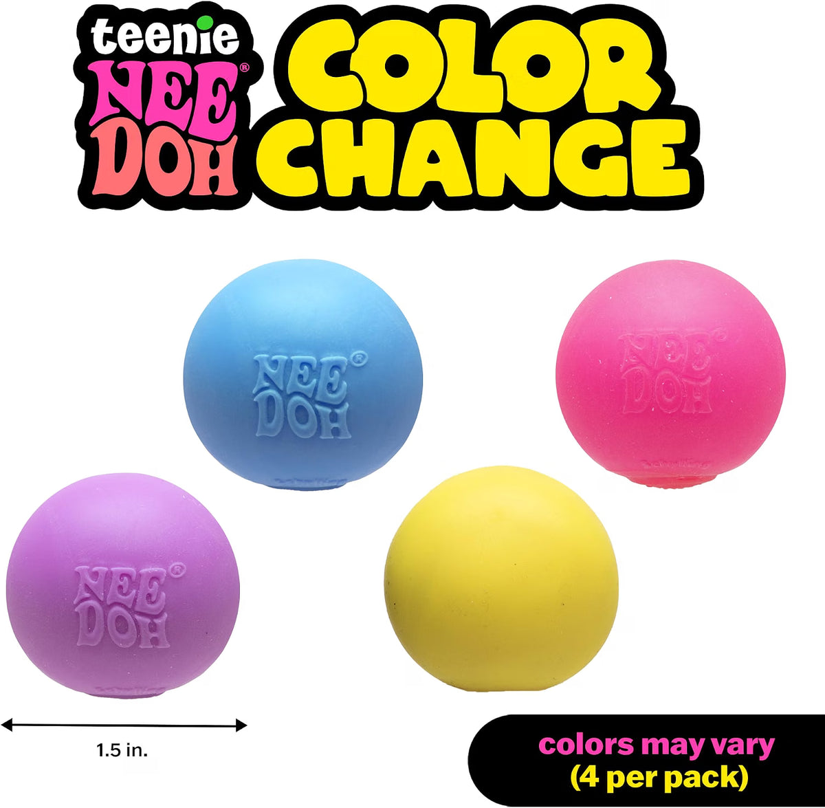 Schylling NeeDoh Teenie Color Change - Sensory Squeeze Toy - 4 Pack