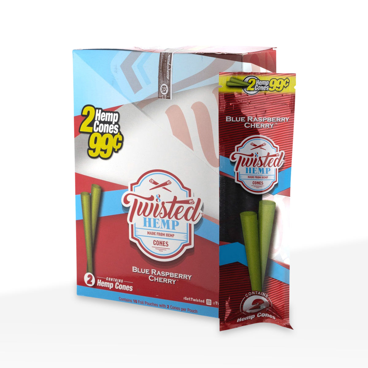 Twisted Hemp Cones Blue Raspberry Cherry
