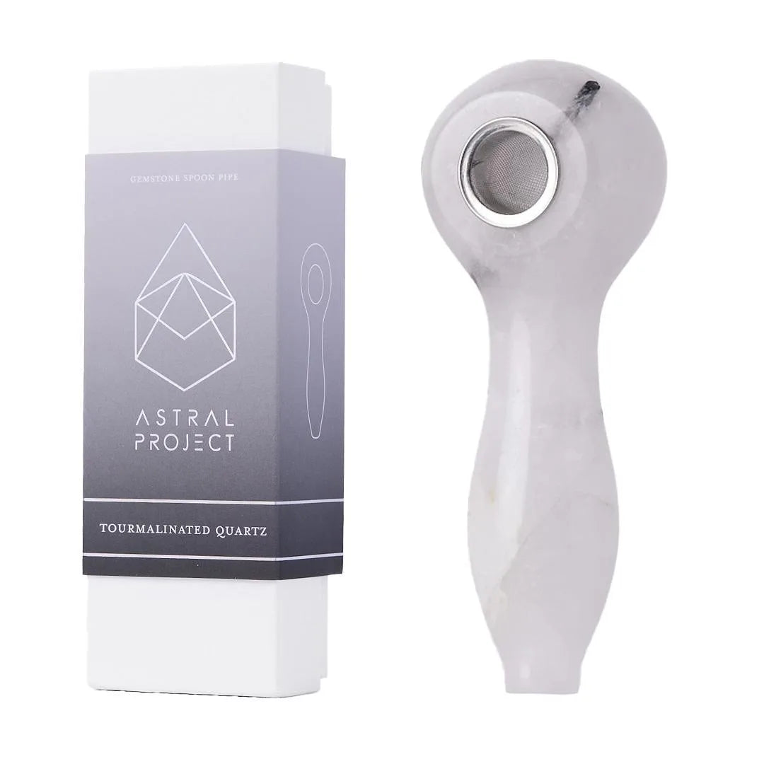 Gemstone Spoon Pipe - Tourmalinated Quartz