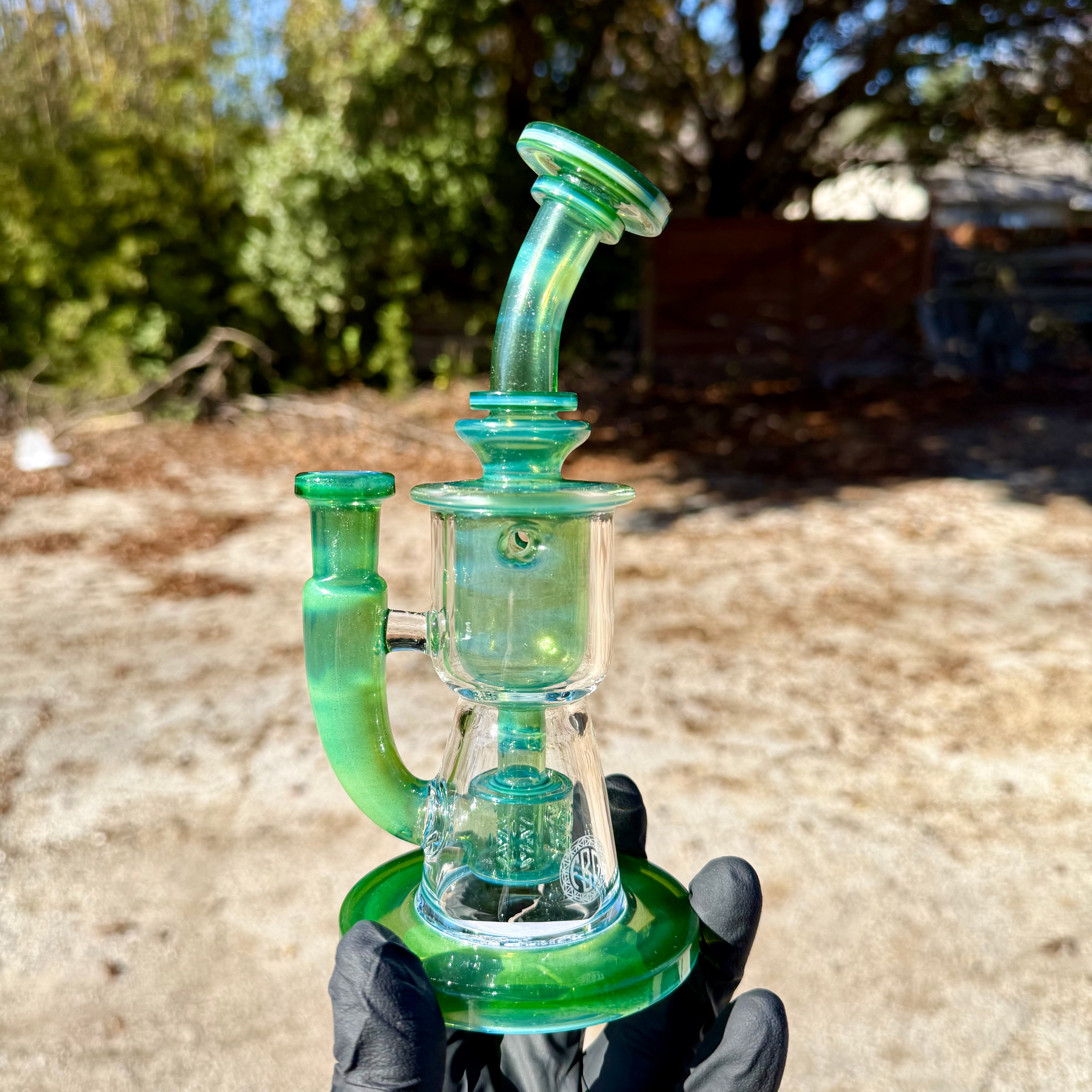 Fat Boy Glass - Mini Taurus V1 - Green Star Dust Over Ghost