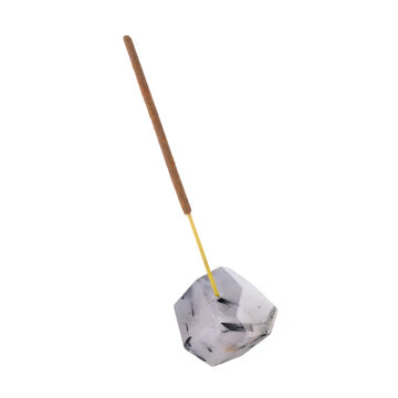 Faceted Incense Holder - Tourmalinated Quartz