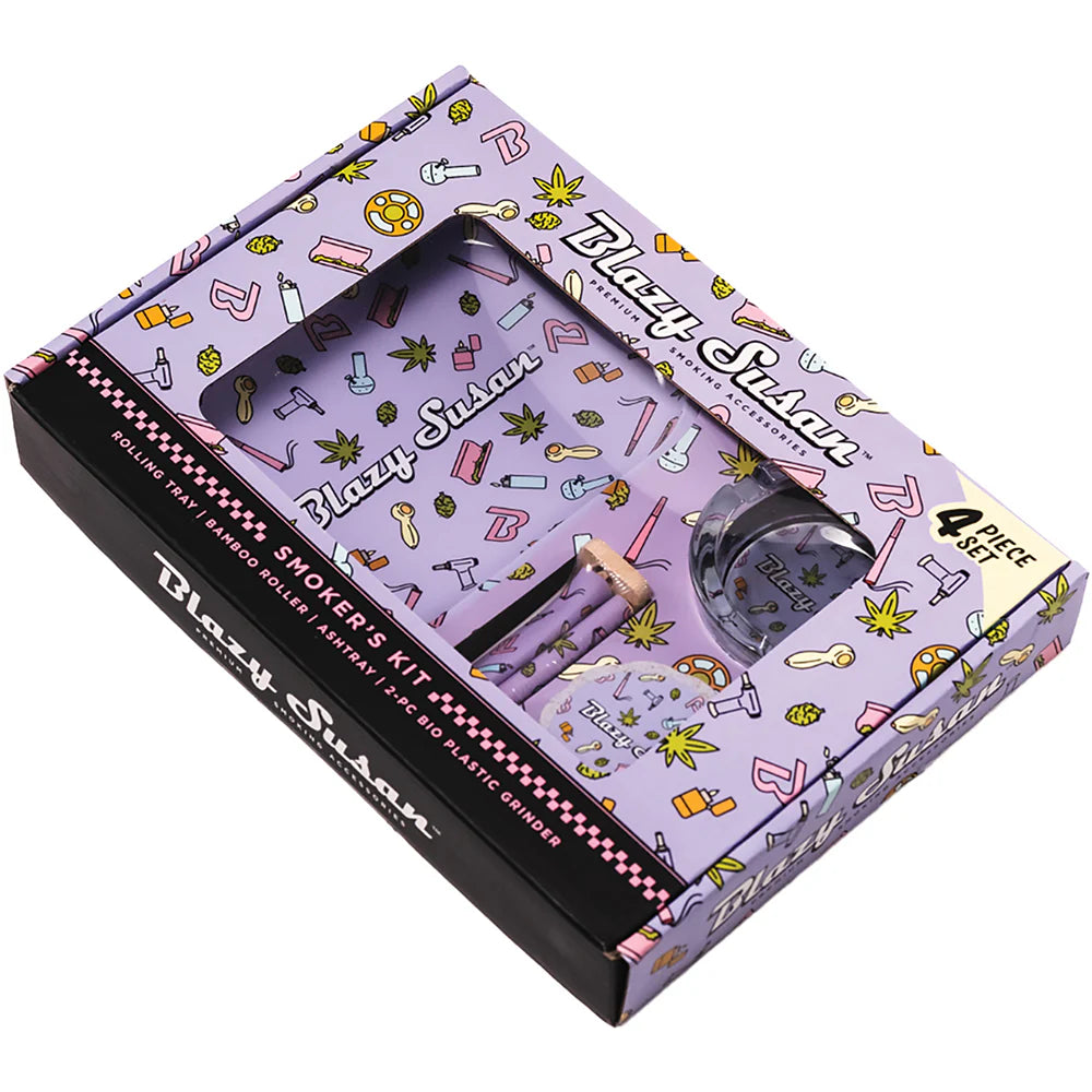 Blazy Susan Smoker's Kit 4pc. - Purple Icons