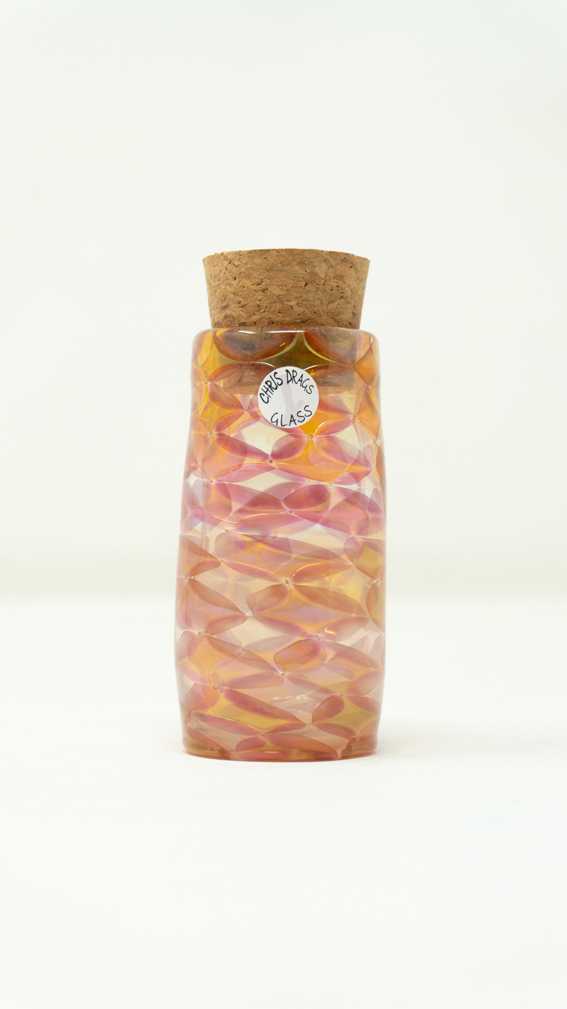 Chris Drags Glass - DotBox Jar - Pink & Gold Fume