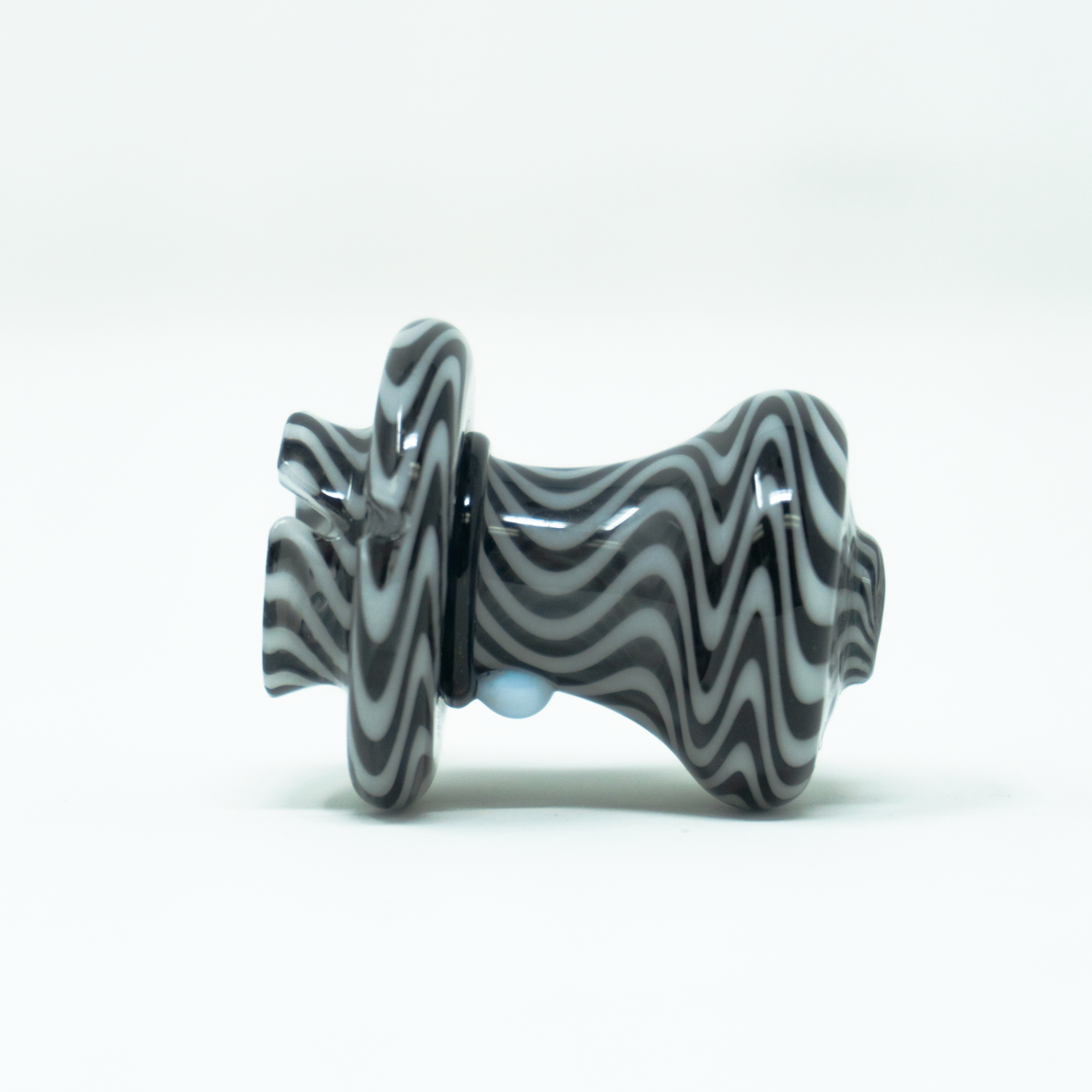 Slugworth Glass -  Wigwag Puffco Pivot Top Black & White Spiral