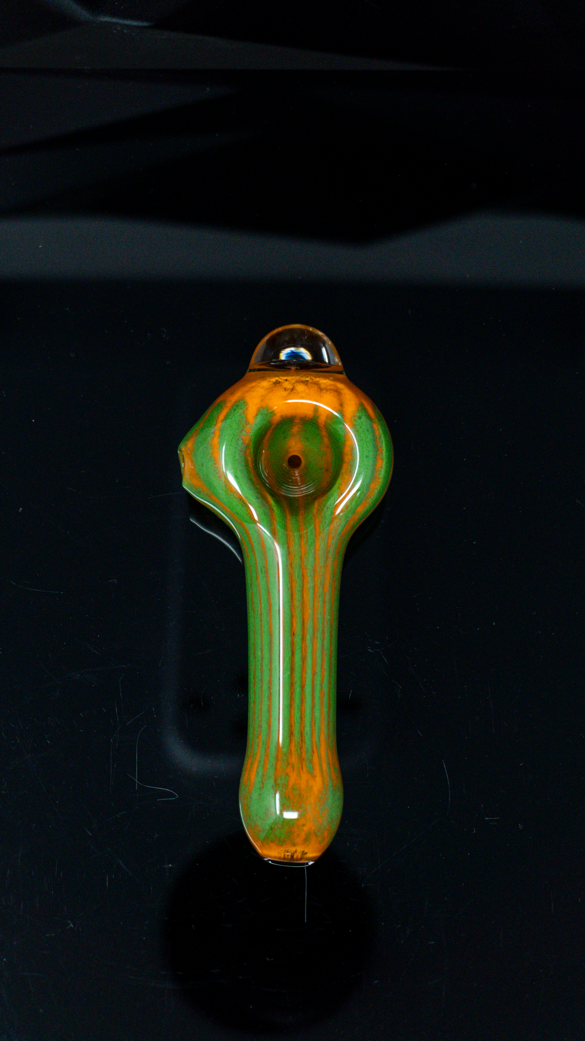 Schutz Glass Scalloped Frit Spoon Pipe
