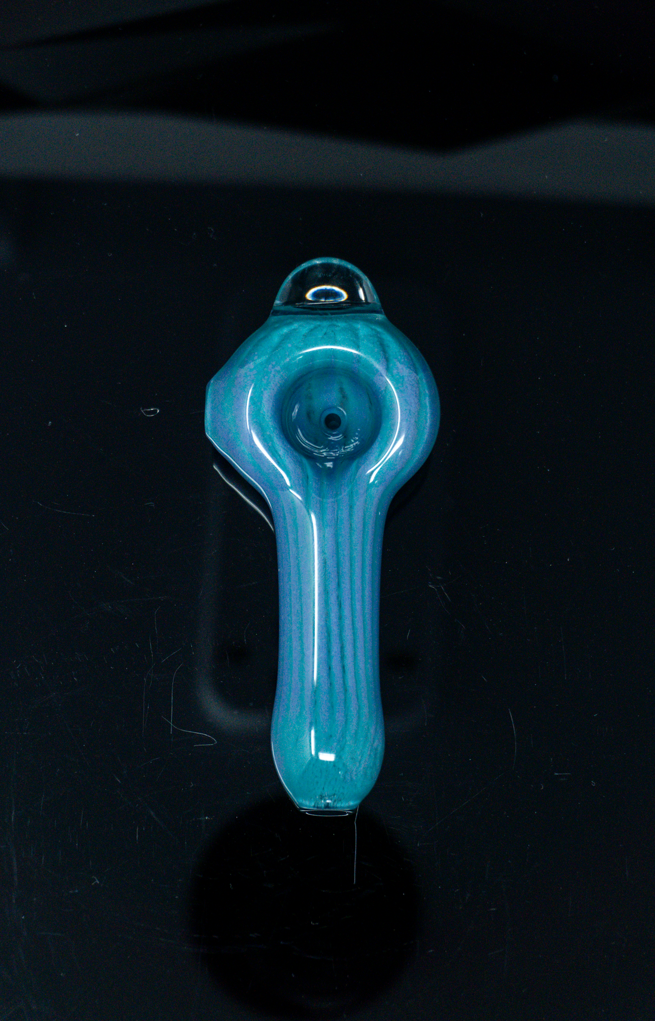 Schutz Glass Scalloped Frit Spoon Pipe