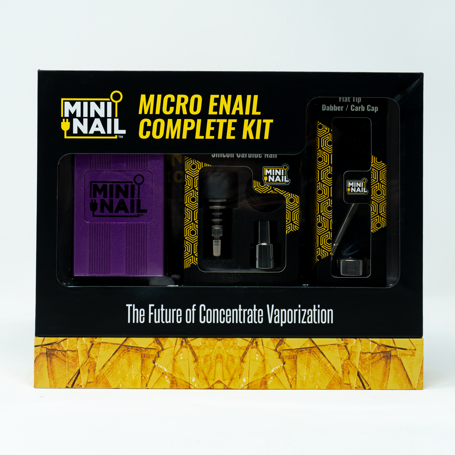 Mini Nail Micro ENail Complete Kit - Silicone Carbide Nail Flat Tip Dabber/Carb Cap