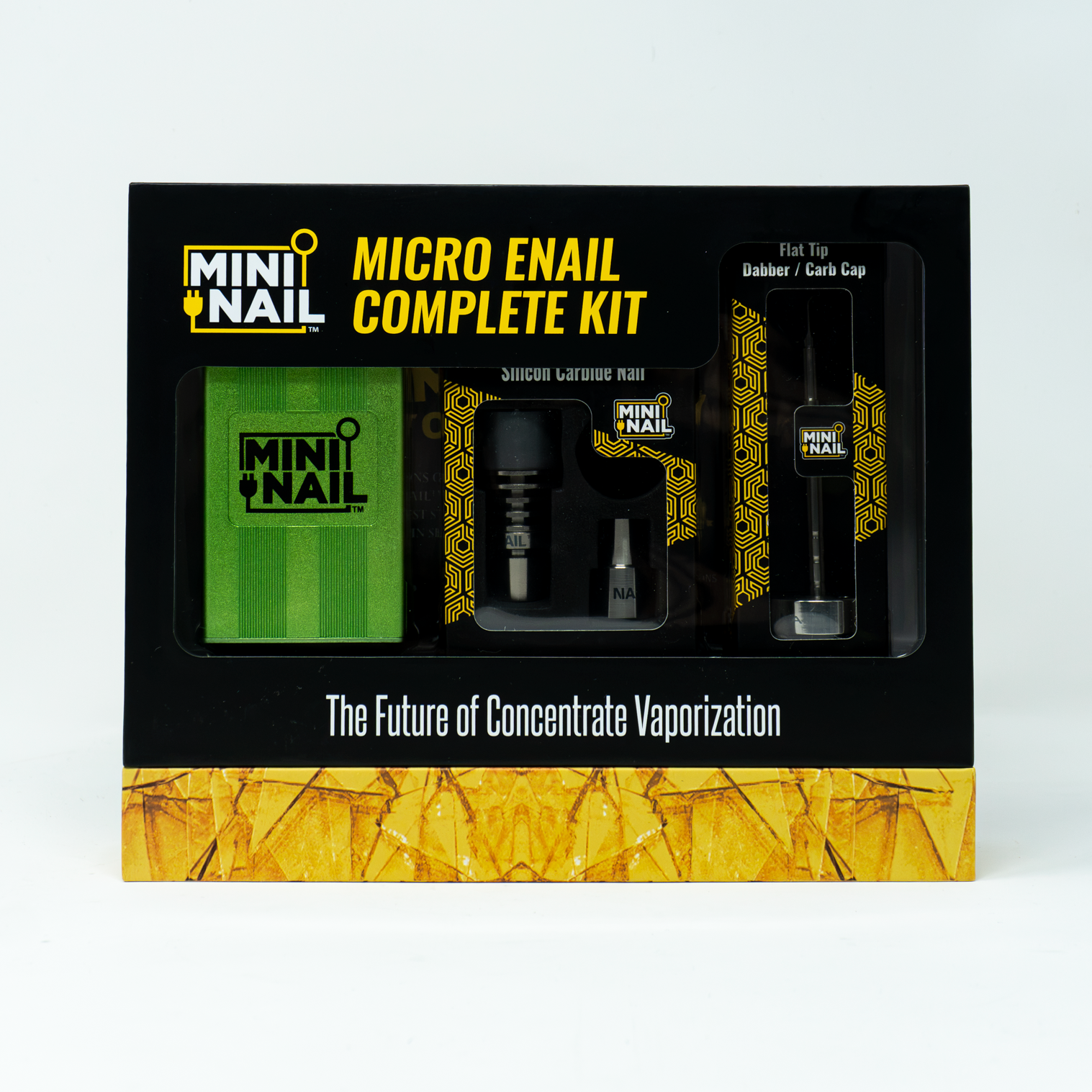 Mini Nail Micro ENail Complete Kit - Silicone Carbide Nail Flat Tip Dabber/Carb Cap