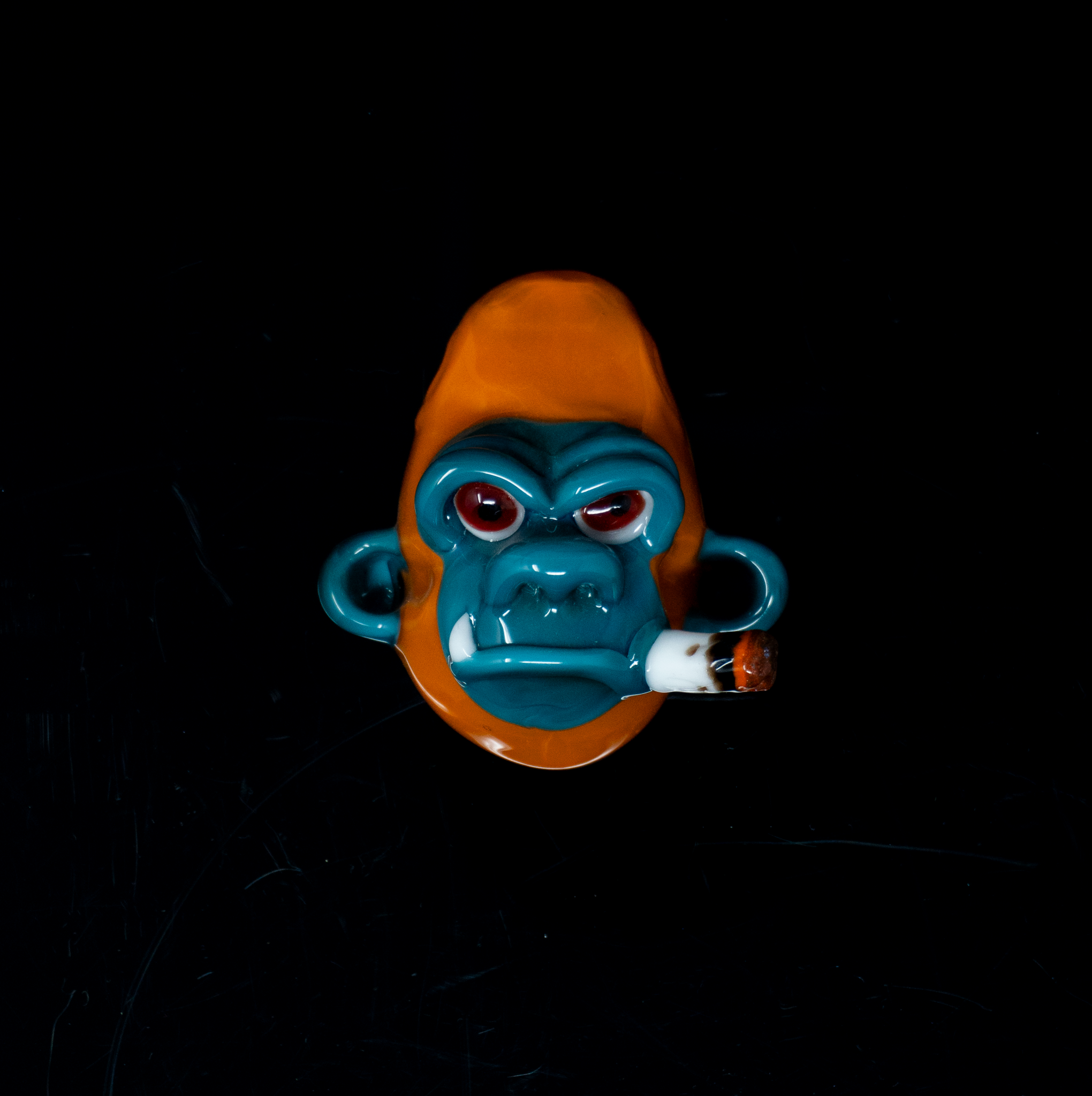 Catalyst Glass - Orange / Aqua Smokin' Chimp Pendy
