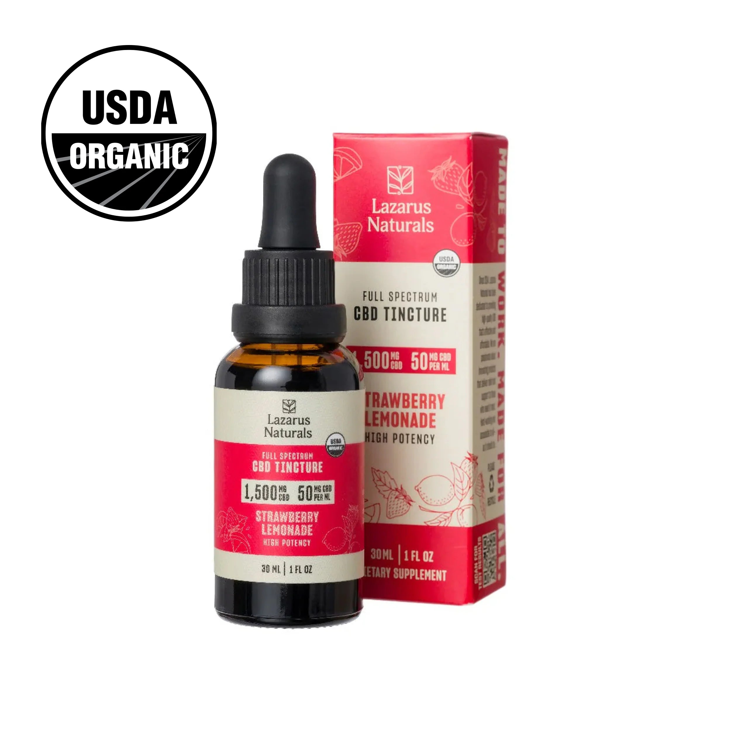 Lazarus Naturals Full Spectrum CBD Tincture- Strawberry Lemonade