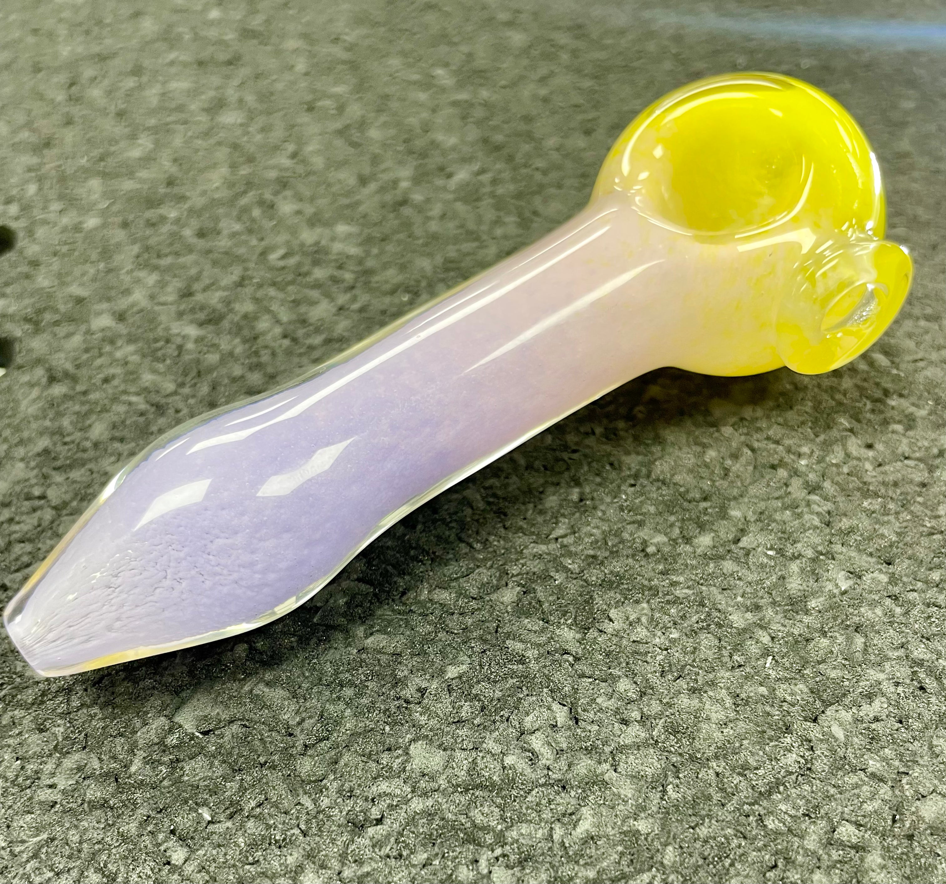 Three Tone Frit Pipe - Yellow, pink & purple