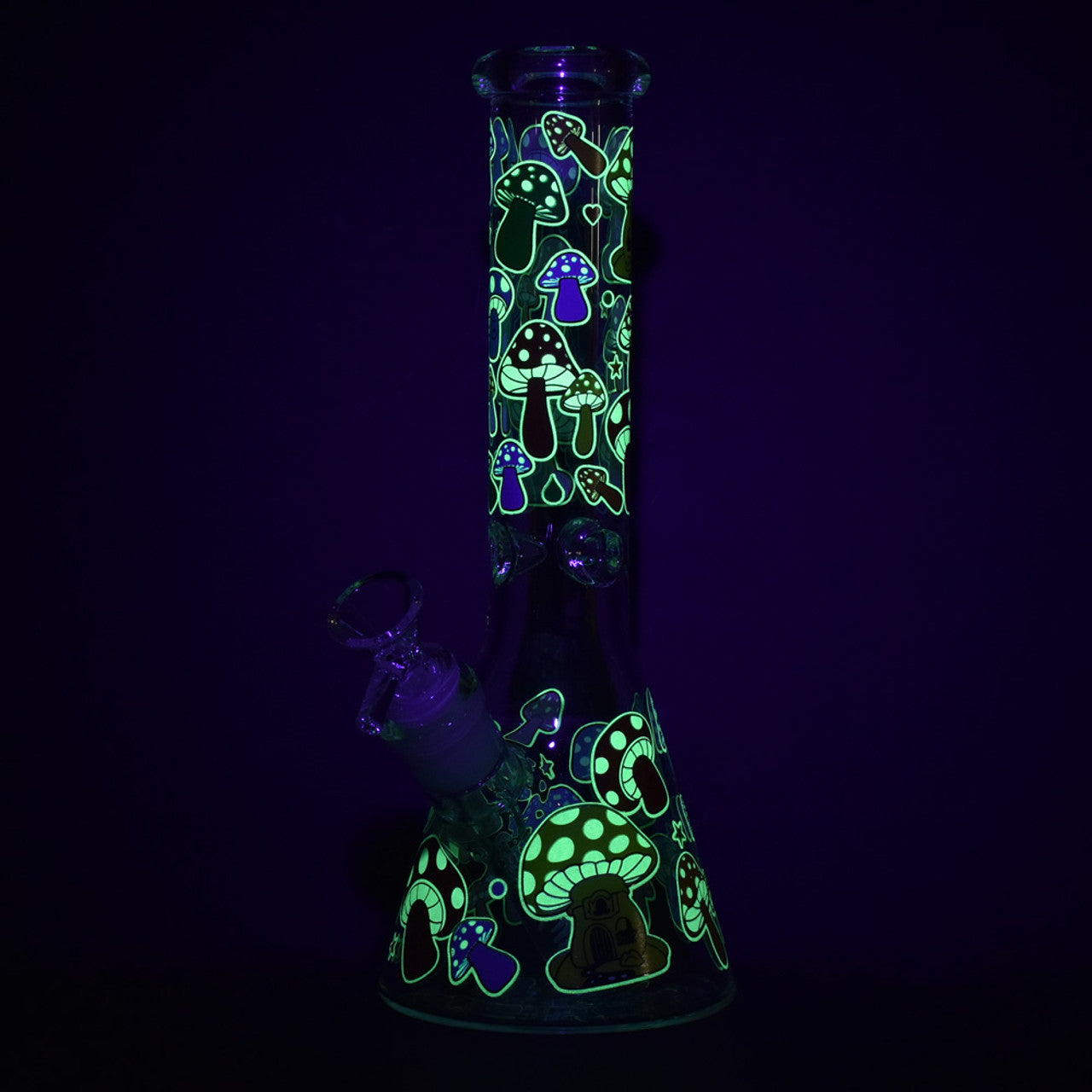 WP-177 - 10" Mushroom Design Beaker Glass Glow in Dark