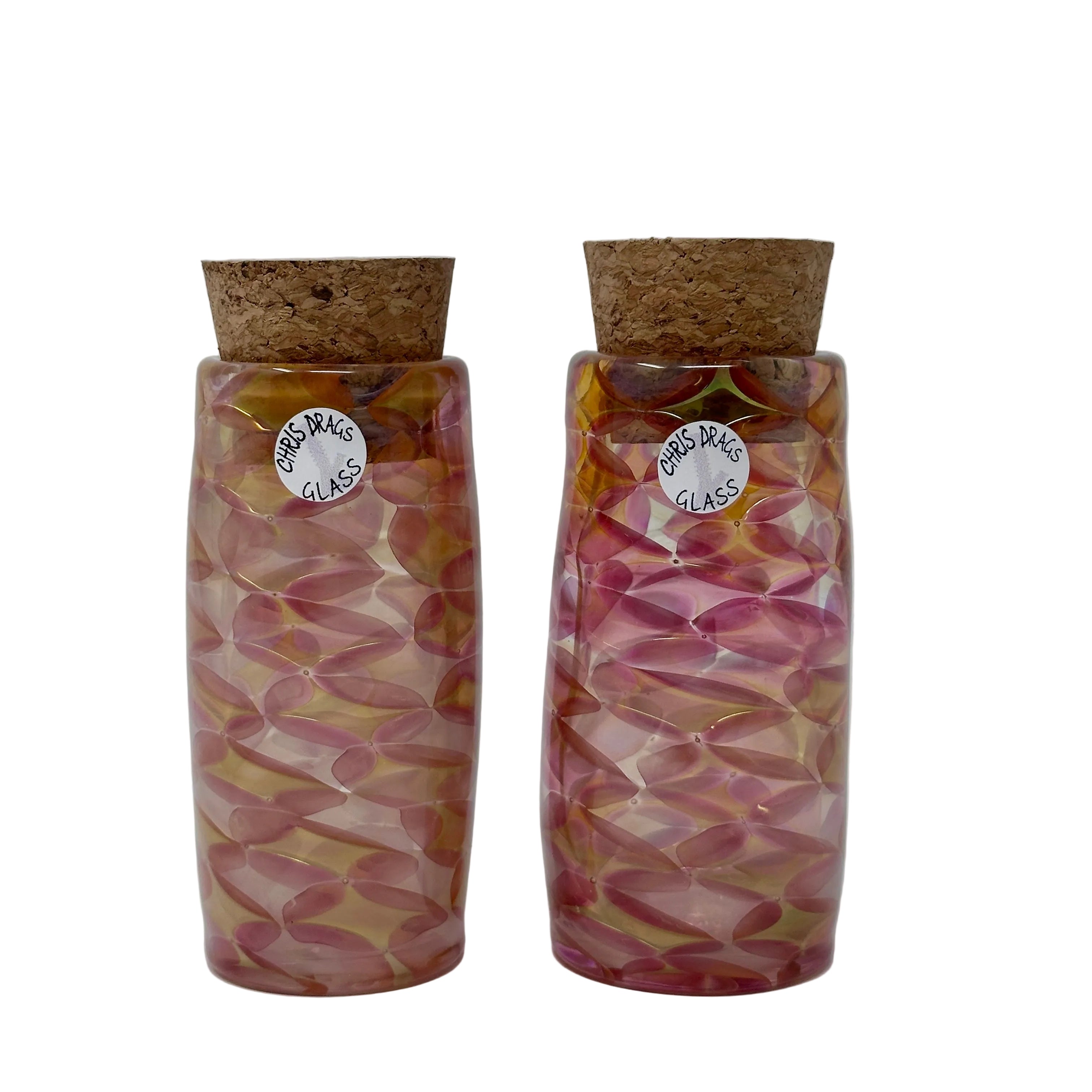 Chris Drags Glass - DotBox Jar - Pink & Gold Fume