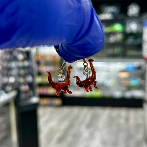 Heady Dino Earings #1 (David White Glass)