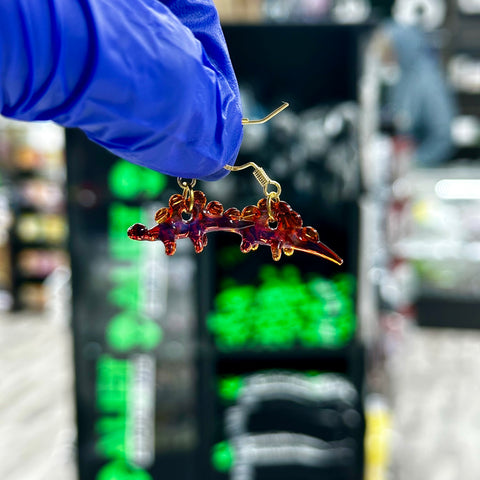 Heady Dino Earings #2 (David White Glass)