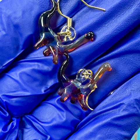 Heady Dino Earings #1 (David White Glass)