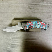 Snake Eye Tactical Spring Assist knife- Red And Blue Dragon