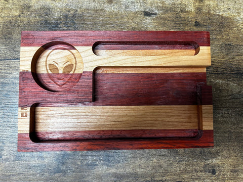 Authentic Wooden Rolling  Tray With Alien Logo
