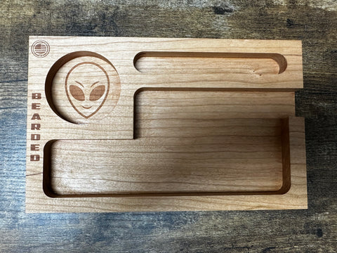 Authentic Wooden Rolling  Tray With Alien Logo