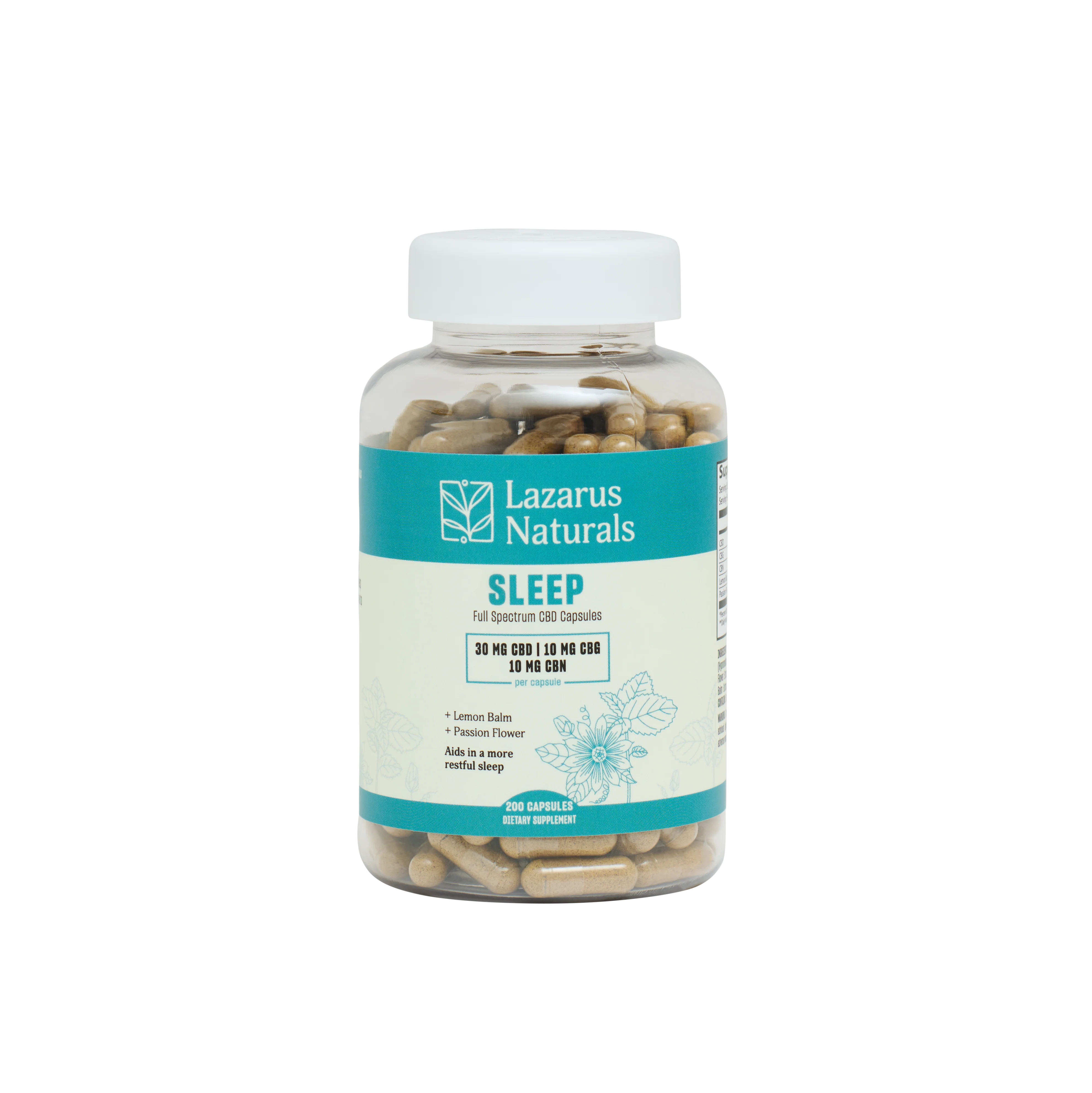 Lazarus Naturals Full Spectrum Sleep Capsules 30mg CBD + 10mg CBG + 10mg CBN