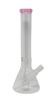 WP 176 Beaker - 16" Clear Glass One-Tone Beaker Water Pipe 5 mm
