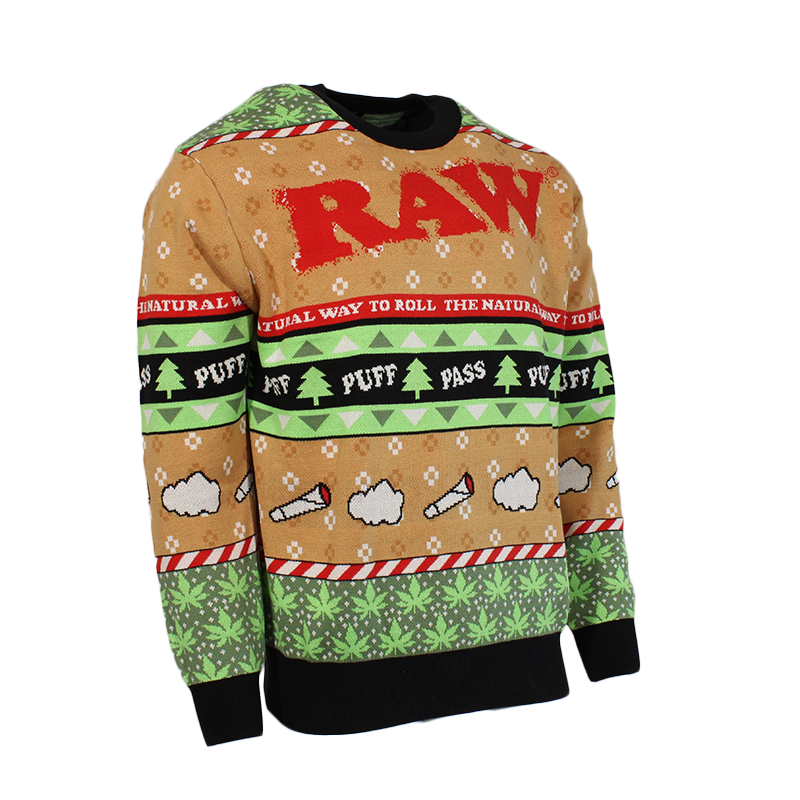 Raw Ugly Christmas Sweater Tan/Black/Green