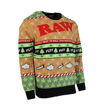 Raw Ugly Christmas Sweater Tan/Black/Green