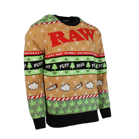 Raw Ugly Christmas Sweater Tan/Black/Green