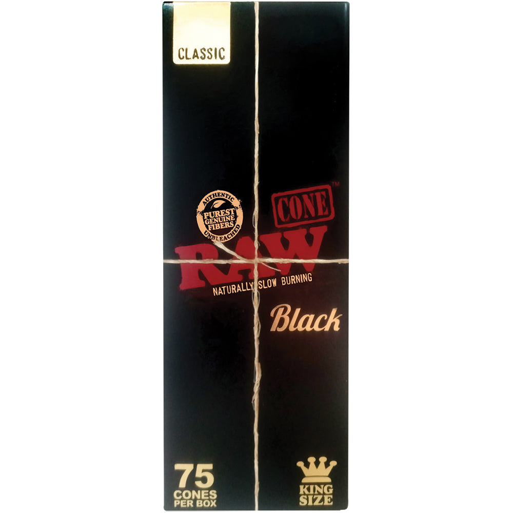 RAW Organic Hemp Black Cones King Size (Box of 75 Cones)