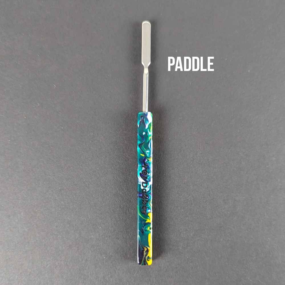 Yo Dabba Dabba Resin Handle YO! Dabber Paddle Tip - Red, orange, black