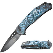 Snake Eye Tactical Skull Design Spring Assist Knife