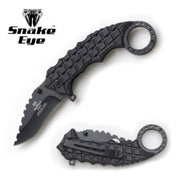 Snake Eye Tactical Karambit Style Spring Assist Knife - Black