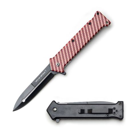 Snake Eye Tactical Spring Assist Knife- Red Printed Handle