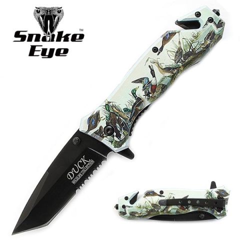 Snake Eye Tactical Rescue Style Spring Assist Knife- Duck Pond
