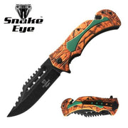 Snake Eye Tactical Spring Assisted Knife 4.75" Closed - Fall Leaves